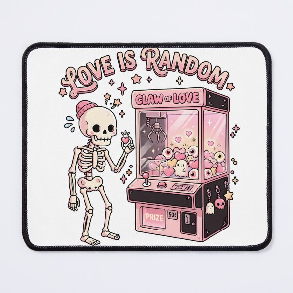 Item preview, Skeleton Holding Pastel Heart Standing Next To Pink Claw Machine Arcade designed and sold by MisteryDesigner.