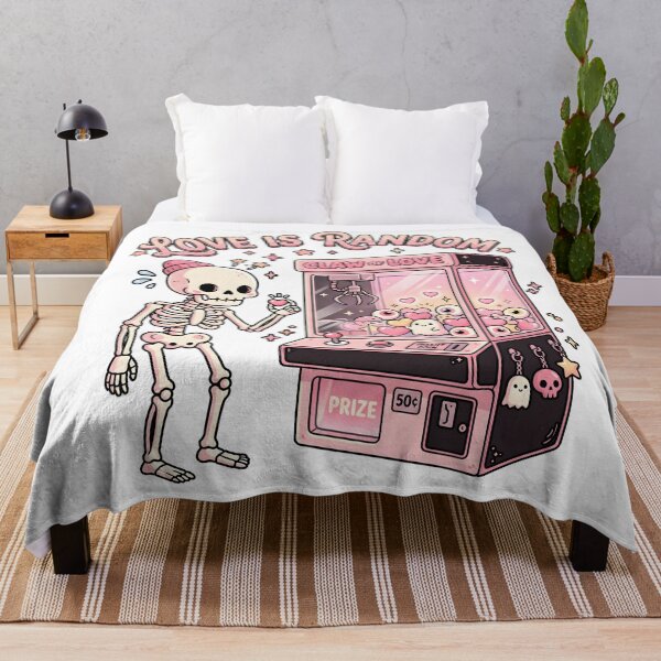 Item preview, Skeleton Holding Pastel Heart Standing Next To Pink Claw Machine Arcade designed and sold by MisteryDesigner.