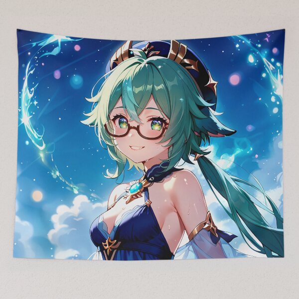 Item preview, Sucrose Genshin Impact Blue Dress Ocean Breeze Magic designed and sold by SuperTeamCanada.