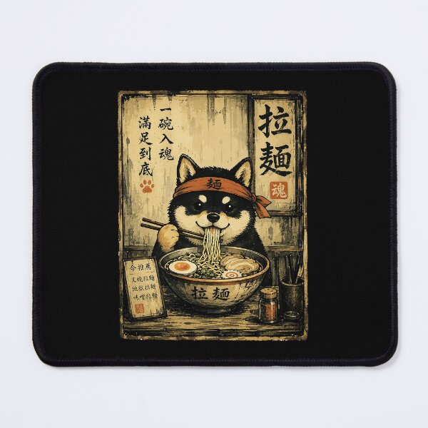 Item preview, Happy Shiba Slurping Ramen in Rustic Vintage Noodle Shop designed and sold by ferminhays.
