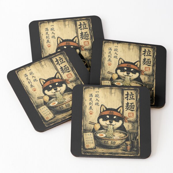 Item preview, Happy Shiba Slurping Ramen in Rustic Vintage Noodle Shop designed and sold by ferminhays.