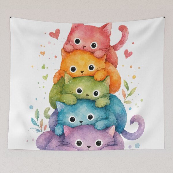 Item preview, Pride Cat Mom, Rainbow Cat Stack Watercolor Design designed and sold by Pattranit56.
