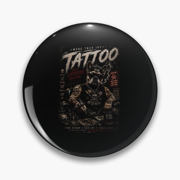 Item preview, Vintage Tattoo Artist Bulldog Biker With Dark Ink Style designed and sold by Modaozushi216.