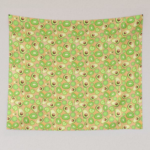 Item preview, Green Fruits on Orange Watercolor designed and sold by lisanganart.