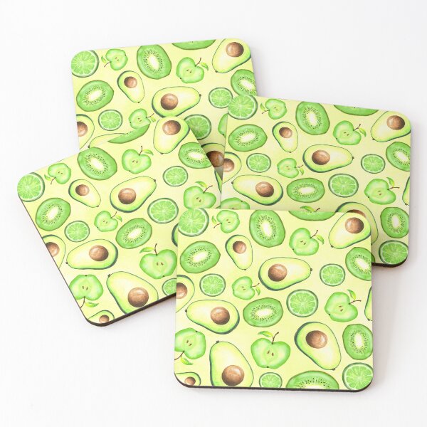 Item preview, Green Fruits on Yellow Watercolor designed and sold by lisanganart.