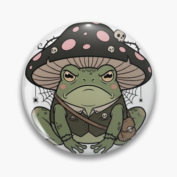 Item preview, Goth Frog with Mushroom Hat Kawaii Gothic Cottagecore designed and sold by CozyDesignsCo.