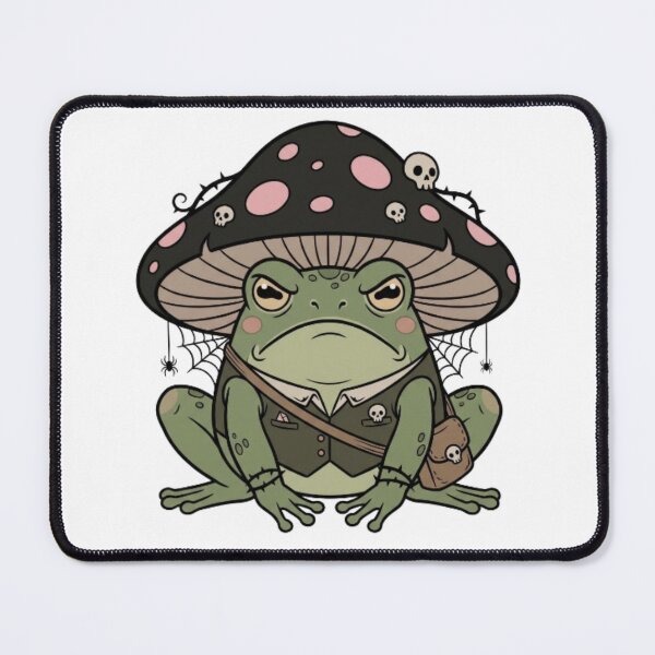 Item preview, Goth Frog with Mushroom Hat Kawaii Gothic Cottagecore designed and sold by CozyDesignsCo.