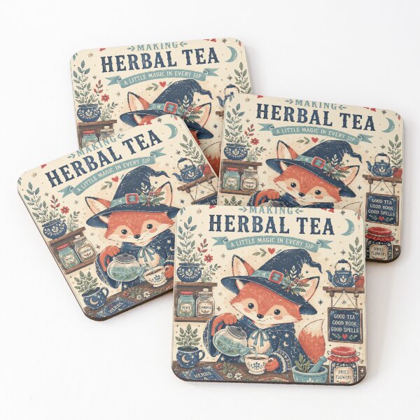Item preview, Fox Witchy Herbal Tea Time designed and sold by AtlantiqArt.