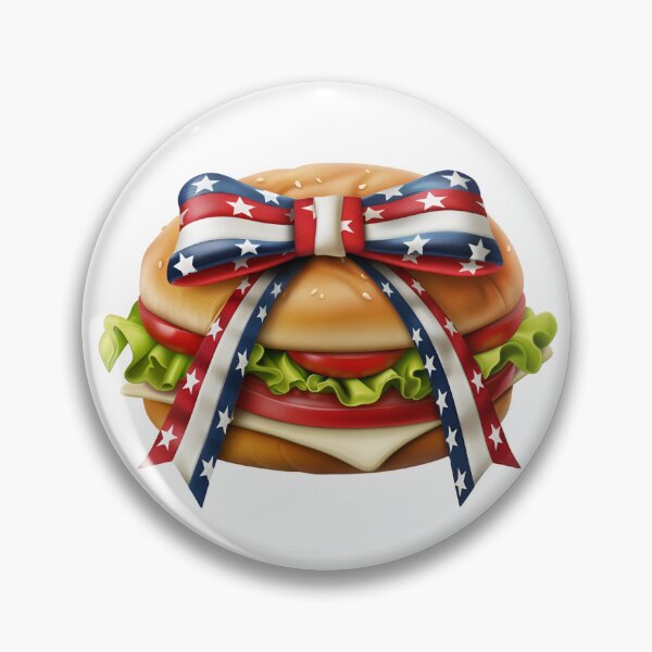 Item preview, Patriotic Burger with American Bow Cute Kawaii Food Design designed and sold by NotasCreativa.