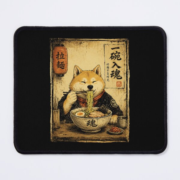 Item preview, Content Shiba Enjoying Ramen in Cozy Vintage Noodle House designed and sold by ferminhays.