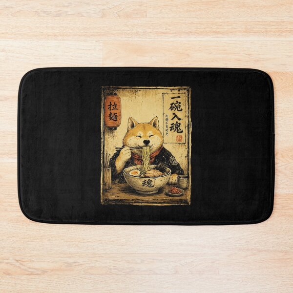 Item preview, Content Shiba Enjoying Ramen in Cozy Vintage Noodle House designed and sold by ferminhays.