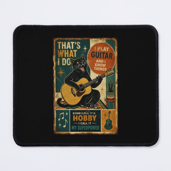 Item preview, Black Cat Playing Guitar Funny Musician Vintage Retro designed and sold by eliramaison.