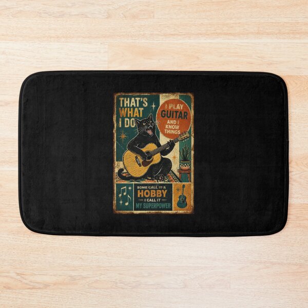 Item preview, Black Cat Playing Guitar Funny Musician Vintage Retro designed and sold by eliramaison.