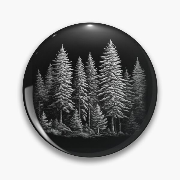Item preview, Black and White Pine Forest Rustic Woodland Art designed and sold by inkoutninja.