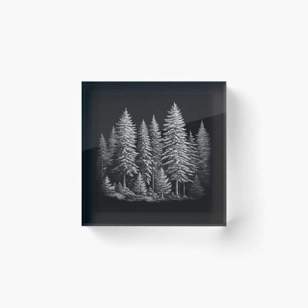 Item preview, Black and White Pine Forest Rustic Woodland Art designed and sold by inkoutninja.