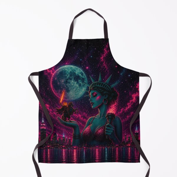 Item preview, Headless Horseman & Neon Lady Liberty - Cosmic Halloween Fantasy Art designed and sold by TheHorsemanRidesAgain.