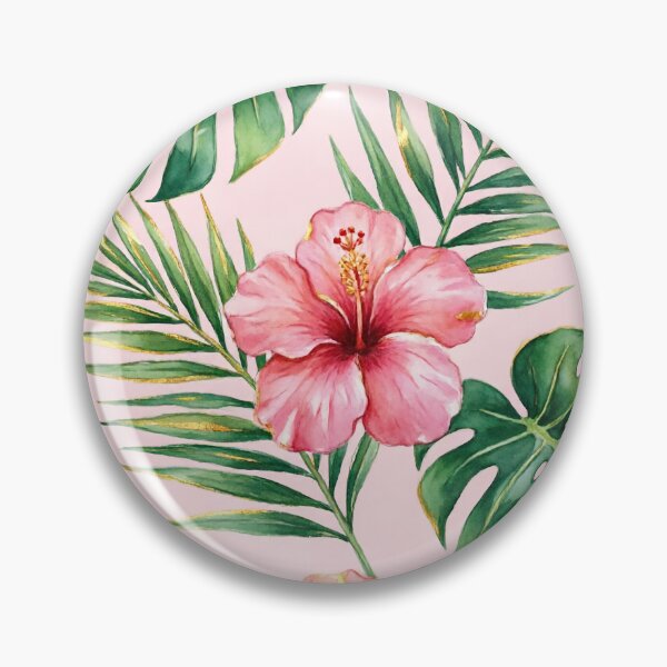 Item preview, Tropical Hibiscus and Monstera Leaves Pattern - Pink Floral Aesthetic designed and sold by CMBHDesigns.