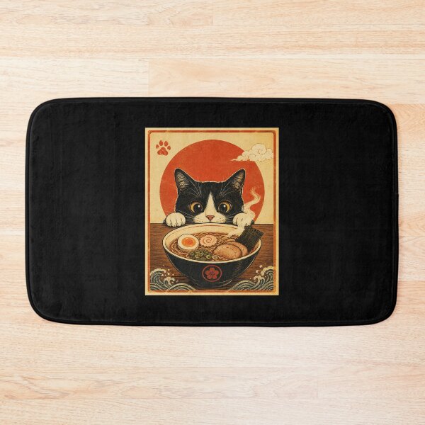 Item preview, Curious Tuxedo Cat Watching Ramen Bowl Vintage Japanese designed and sold by eliramaison.