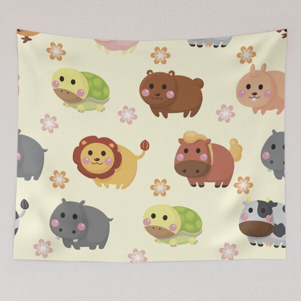 Item preview, Cute Farm Animals Pattern | Kawaii Woodland & Farm Animal Seamless Design designed and sold by RJACreative.