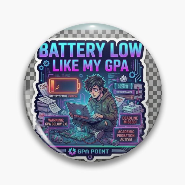 Item preview, Battery Low Like My GPA | Funny Student Sticker designed and sold by BrahmiArts.