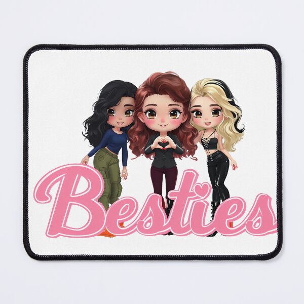 Item preview, Besties Edgy Chibi Girls Trio Fashion Portrait designed and sold by ArtisticDesignsbyLinda.