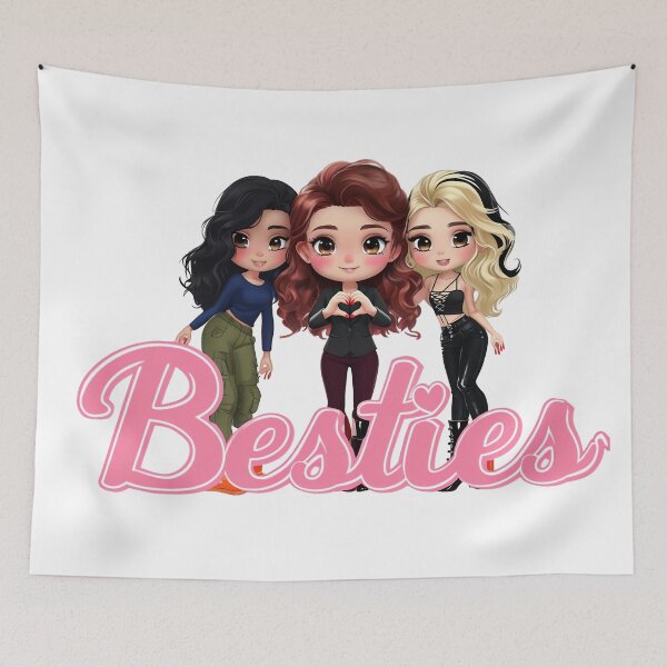 Item preview, Besties Edgy Chibi Girls Trio Fashion Portrait designed and sold by ArtisticDesignsbyLinda.