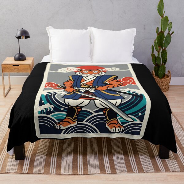 Item preview, Samurai Tiger Warrior with Ocean Waves Japanese Retro designed and sold by JordynLadukeg65.