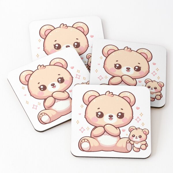 Item preview, Cute Kawaii Teddy Bear and Baby Bear Sticker-Sweet Pastel Bear Cartoon designed and sold by carestazafeli.