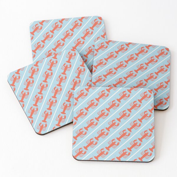 Item preview, Coastal Lobster Stripes Diagonal Pattern Light Blue Orange Cream designed and sold by kierkegaard.