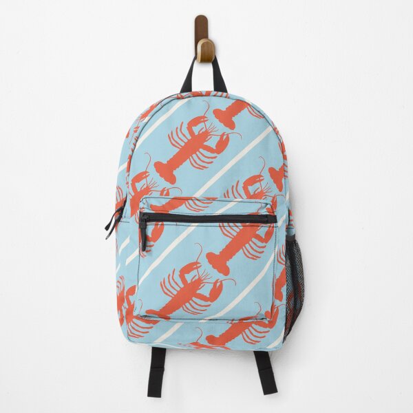 Item preview, Coastal Lobster Stripes Diagonal Pattern Light Blue Orange Cream designed and sold by kierkegaard.