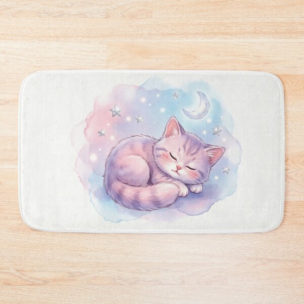 Item preview, Sleeping Kawaii Cat with Moon and Stars - Dreamy Pastel Aesthetic designed and sold by CMBHDesigns.