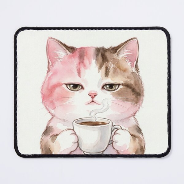 Item preview, Kawaii Cat with Coffee - Sleepy Morning Aesthetic designed and sold by CMBHDesigns.
