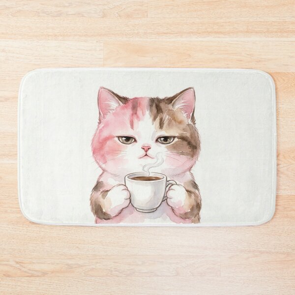 Item preview, Kawaii Cat with Coffee - Sleepy Morning Aesthetic designed and sold by CMBHDesigns.