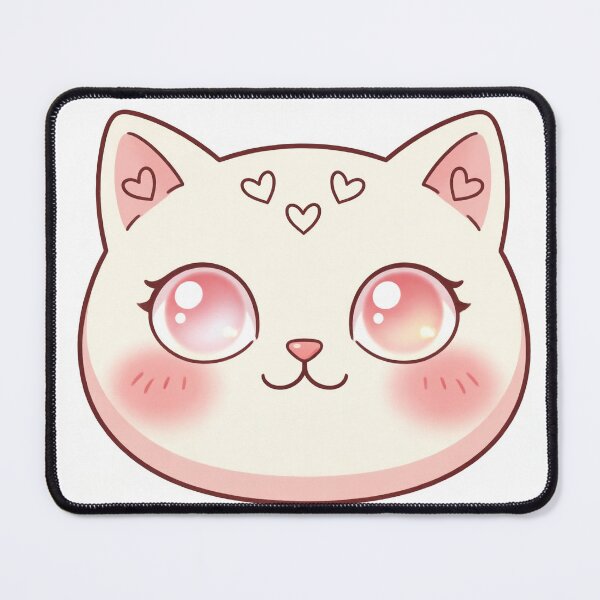 Item preview, Kawaii Cat Face with Hearts - Cute Pink Aesthetic designed and sold by CMBHDesigns.