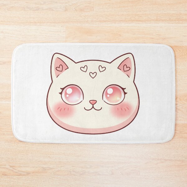 Item preview, Kawaii Cat Face with Hearts - Cute Pink Aesthetic designed and sold by CMBHDesigns.