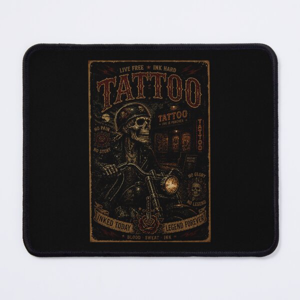 Item preview, Vintage Tattoo Rider Skull Motorcycle Shop Poster Dark Ink designed and sold by Modaozushi216.