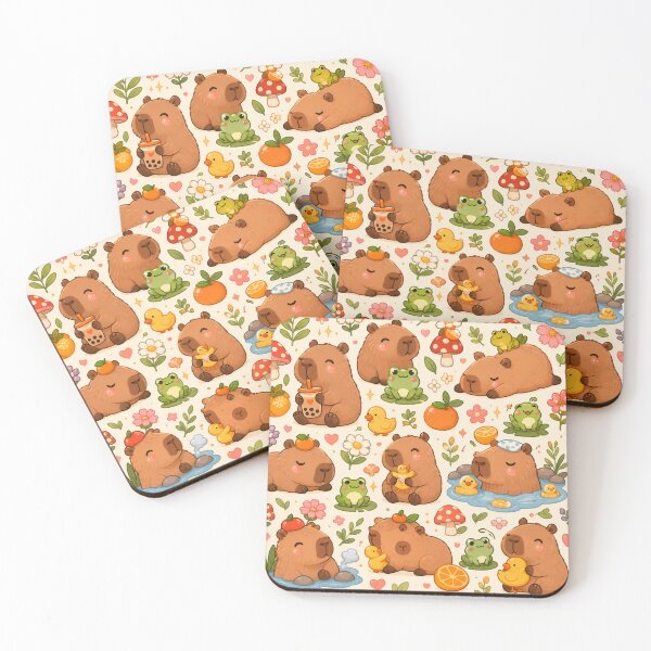 Item preview, Cute Capybara & Orange Pattern | Kawaii Capybara Hot Spring Seamless Design designed and sold by RJACreative.