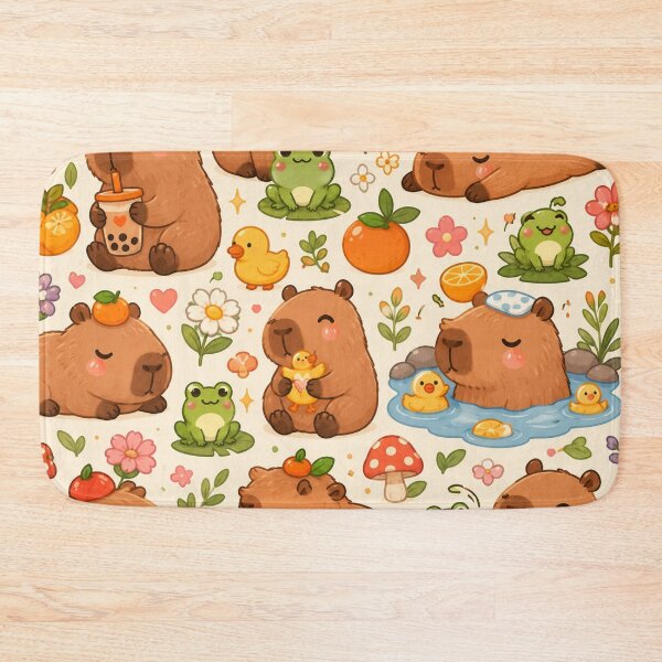 Item preview, Cute Capybara & Orange Pattern | Kawaii Capybara Hot Spring Seamless Design designed and sold by RJACreative.