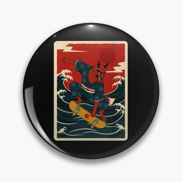 Item preview, Skateboarding Oni Riding Ocean Waves Japanese Folk designed and sold by JordynLadukeg65.