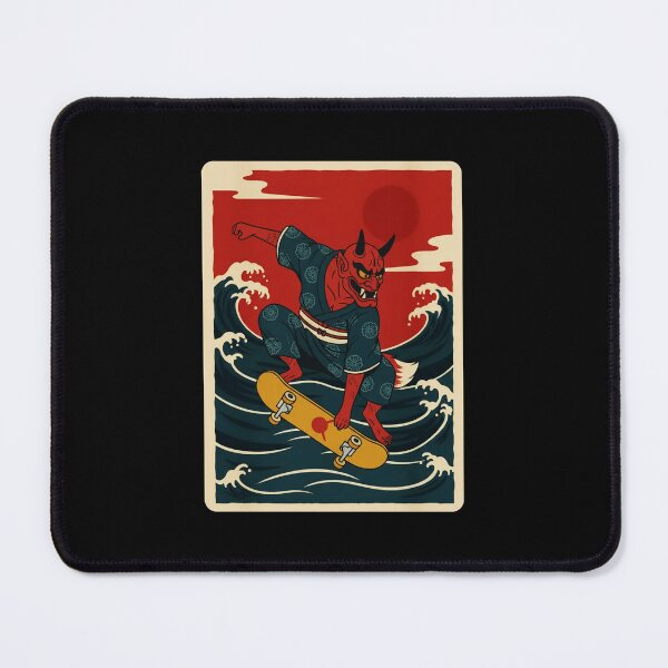 Item preview, Skateboarding Oni Riding Ocean Waves Japanese Folk designed and sold by JordynLadukeg65.