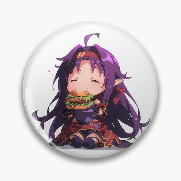 Item preview, Yuuki Sword Art Online Chibi Kawaii Burger Anime Girl Joyful Vibrant Spirit designed and sold by earlobejerk.