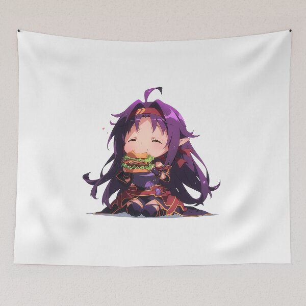 Item preview, Yuuki Sword Art Online Chibi Kawaii Burger Anime Girl Joyful Vibrant Spirit designed and sold by earlobejerk.