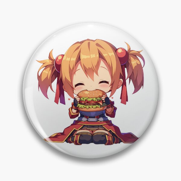 Item preview, Silica Sword Art Online Chibi Kawaii Burger Anime Girl Happy Bright Moment designed and sold by earlobejerk.