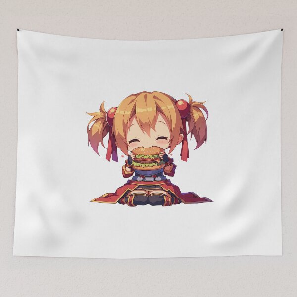 Item preview, Silica Sword Art Online Chibi Kawaii Burger Anime Girl Happy Bright Moment designed and sold by earlobejerk.