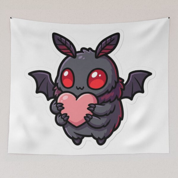 Item preview, Mothman Cryptid Holding a Heart Kawaii Goth Art designed and sold by CozyDesignsCo.