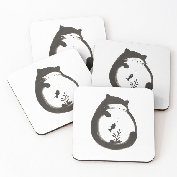 Item preview, Minimalist Black Cat Aquarium Silhouette designed and sold by ThoughtPalette.