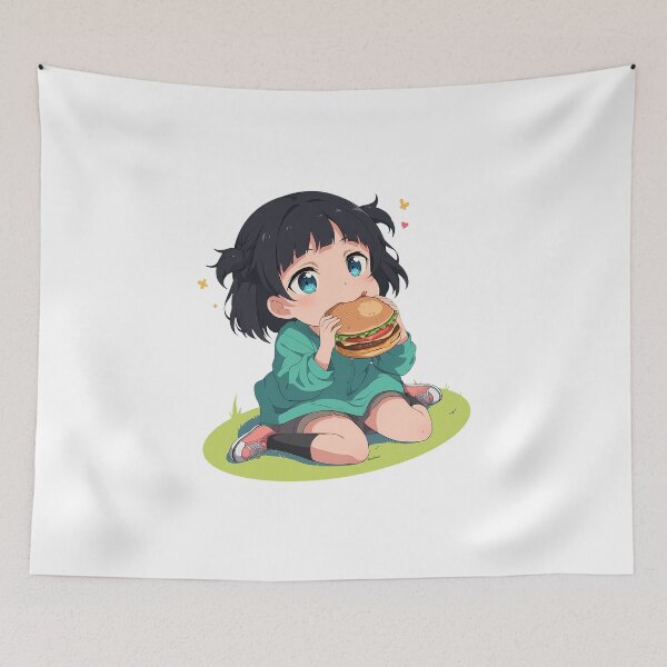 Item preview, Kirigaya Suguha Sword Art Online Chibi Kawaii Burger Anime Girl Soft Cute Moment designed and sold by earlobejerk.