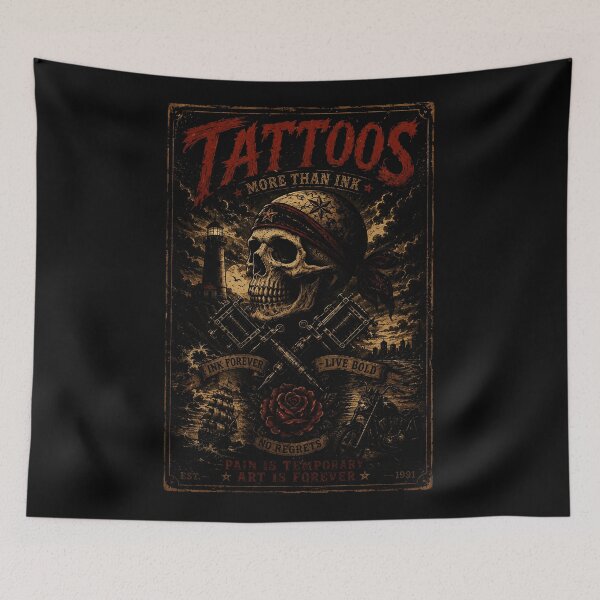 Item preview, Vintage Tattoo Skull Art More Than Ink Traditional Tattoo Style designed and sold by Modaozushi216.