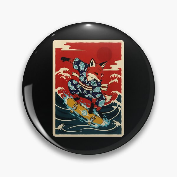 Item preview, Fox Skateboard Rider on Ocean Waves Japanese Style designed and sold by JordynLadukeg65.