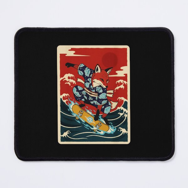 Item preview, Fox Skateboard Rider on Ocean Waves Japanese Style designed and sold by JordynLadukeg65.